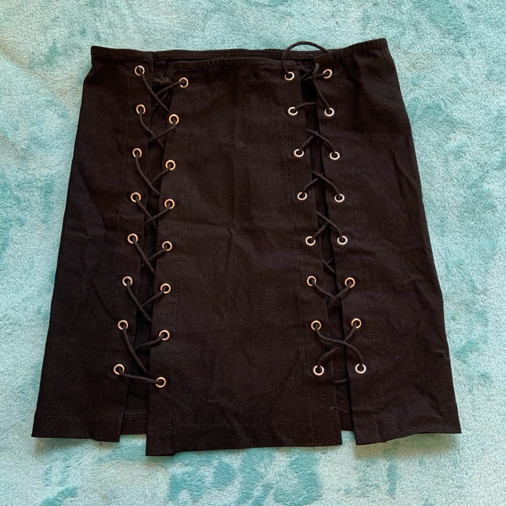 Sexy Black Lace Up Skirt